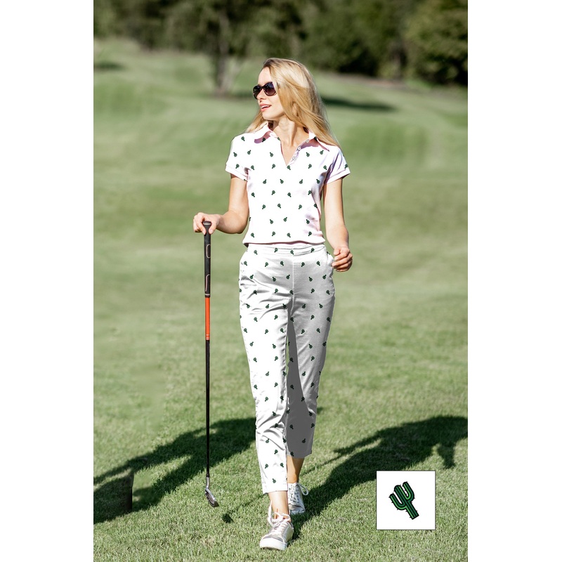 Women’s Golf Polo+Pants Set Cactus Custom The Background Color