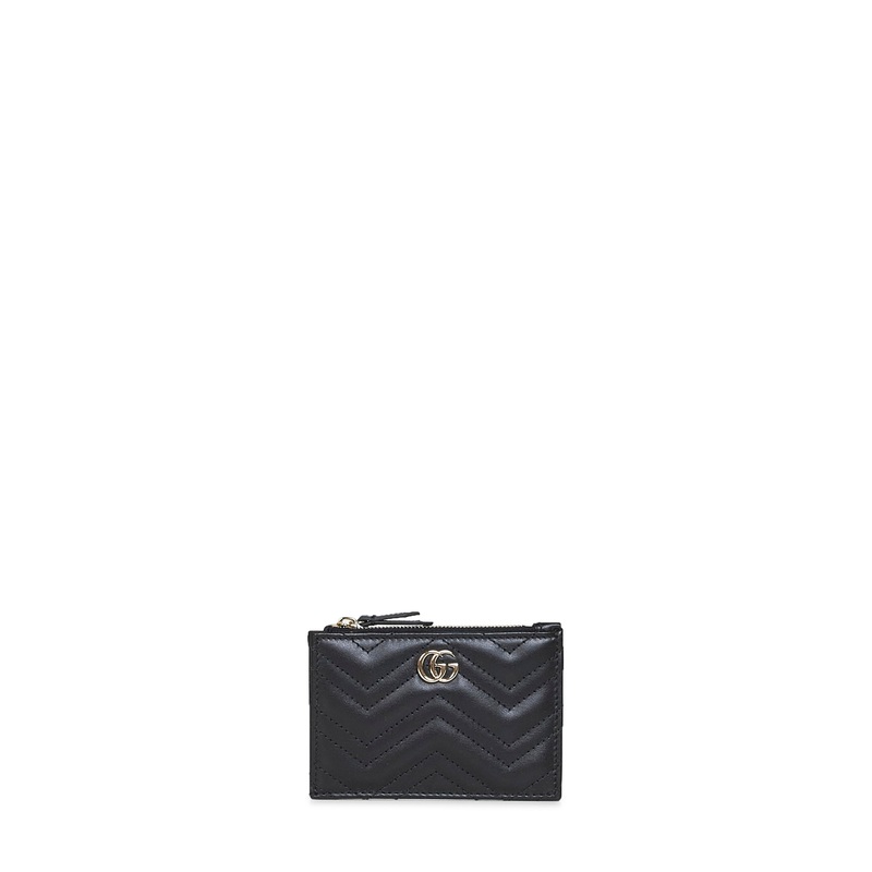 Black GG Marmont zip key pouch