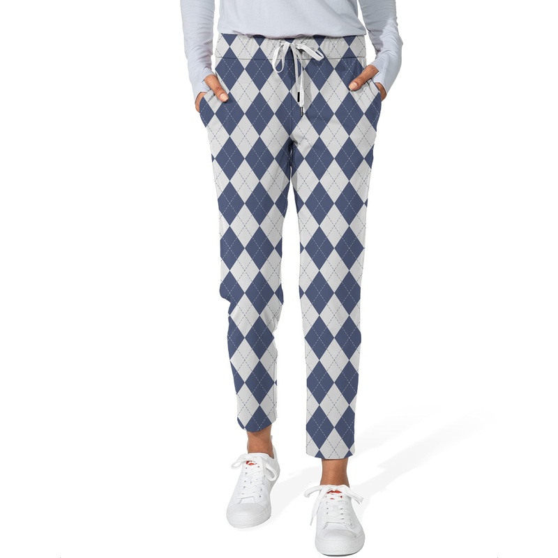 Blue diamond grid-Women’s 7/8 Stretch Ankle Golf Pants