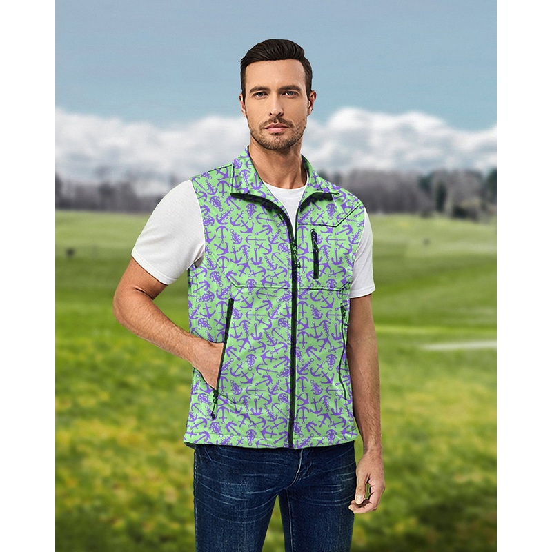 Men’s Anchor Lightweight Softshell Vest Sleeveless Jacket for Golf Windproof Waterproof