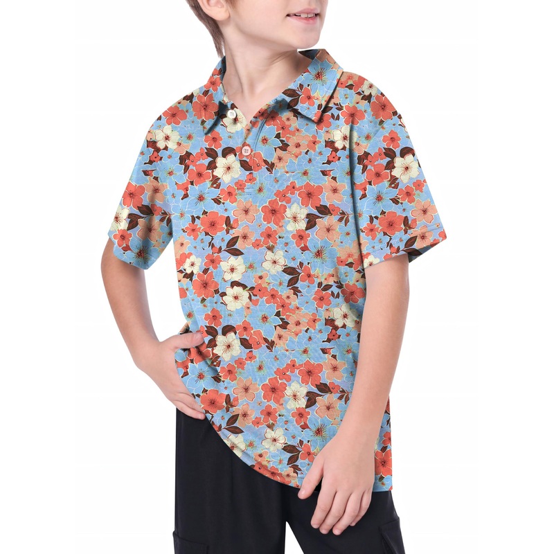 Youth Light Tropical flowers Golf Polo