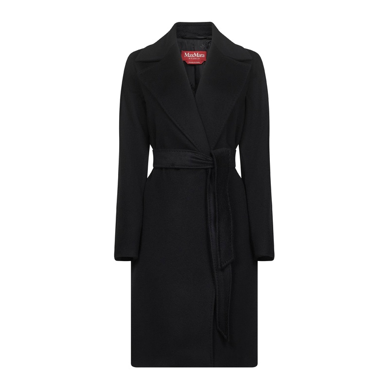 Black broadcloth DRAVENNA robe coat