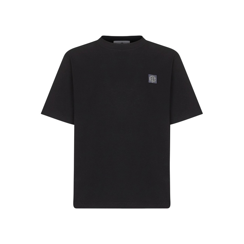 Black combed organic cotton jersey T-shirt