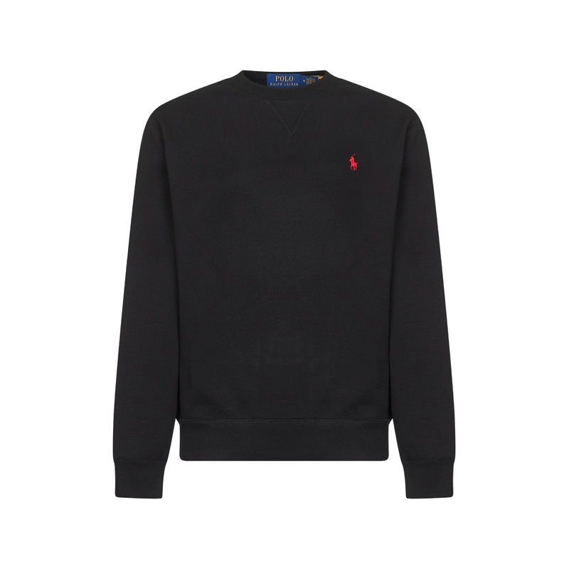 Black cotton blend embroidered crewneck sweatshirt