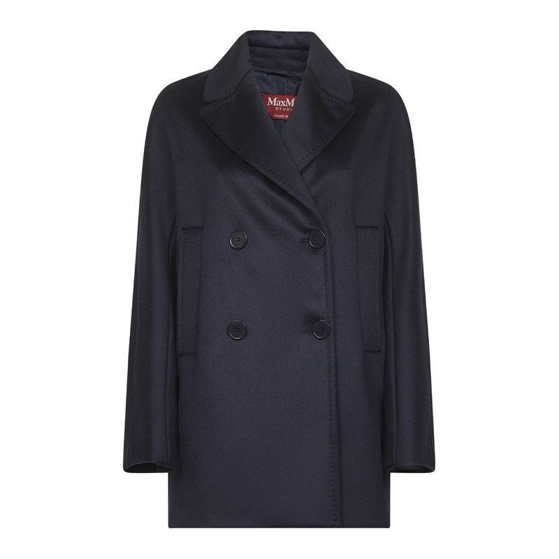 Blue broadcloth SHEREE double-breasted pea coat