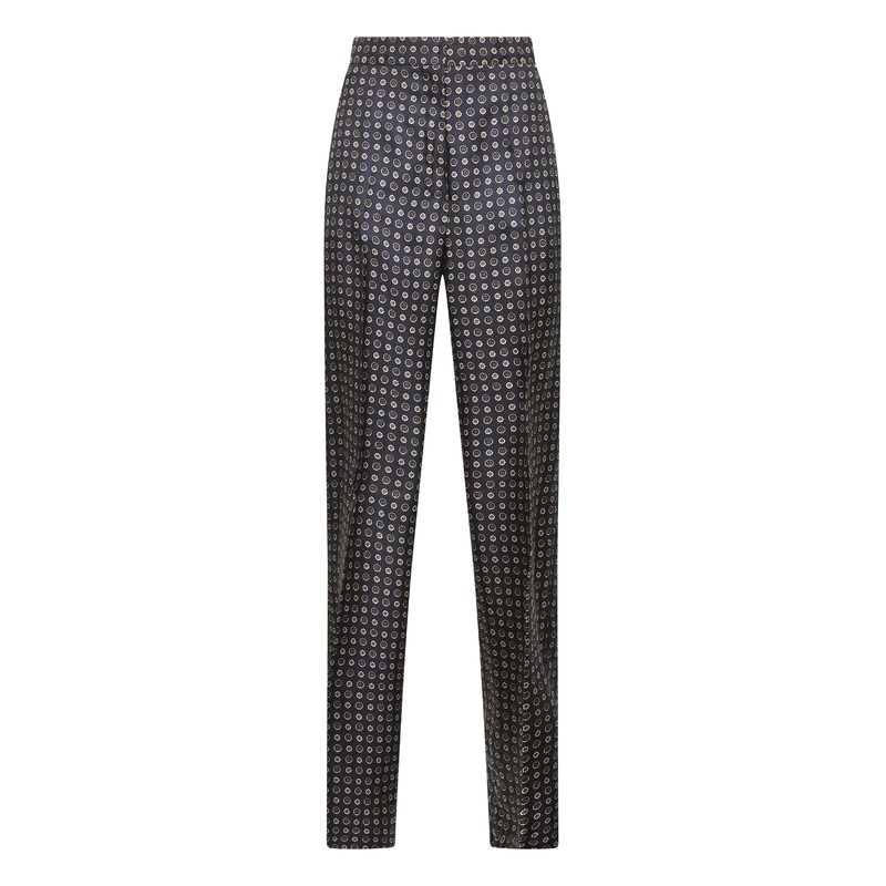 Blue printed twill FAUNA straight trousers