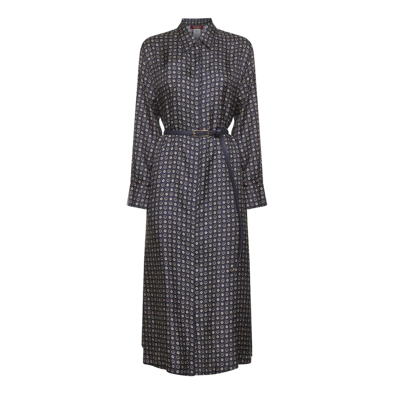 Blue printed twill MISTER shirt dress