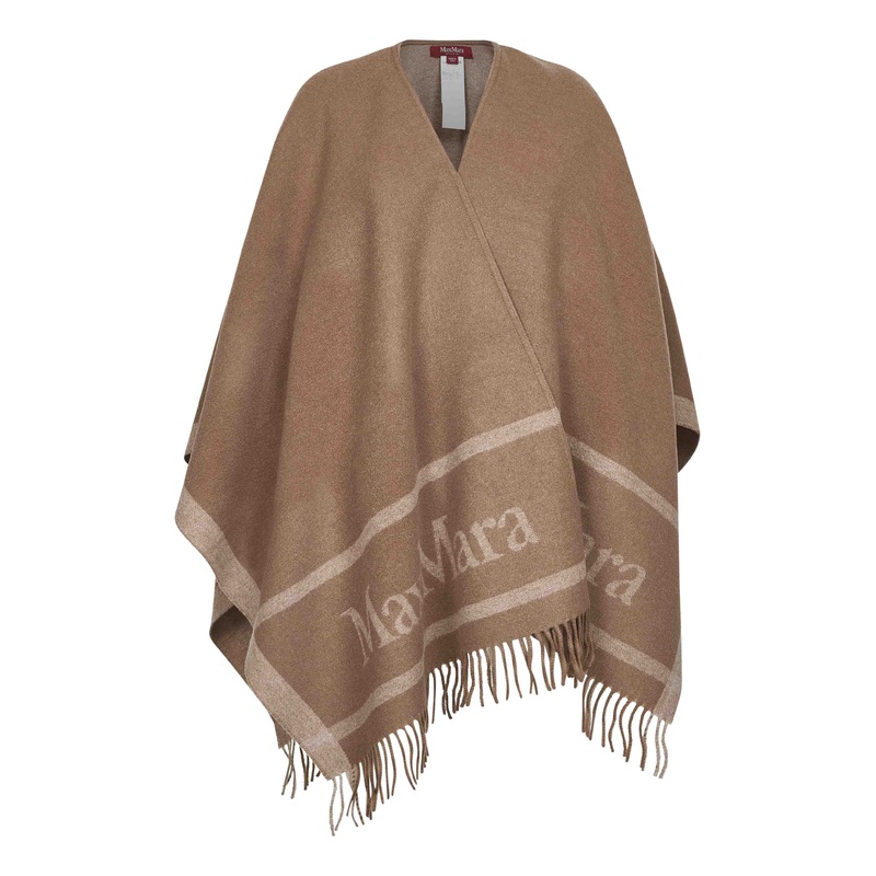 Camel jacquard wool HILDE poncho