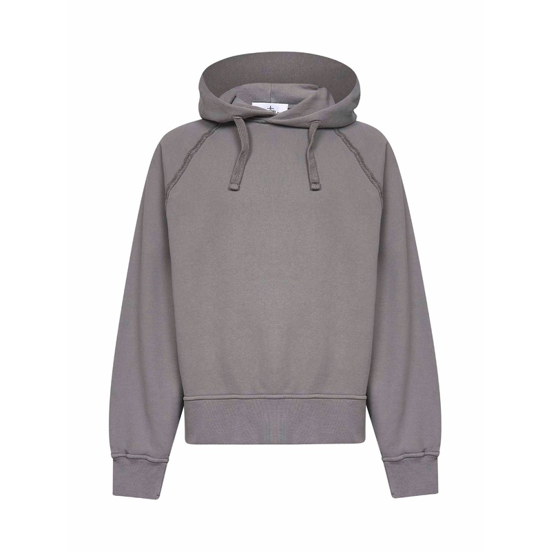 Grey brushed organic cotton hoodie