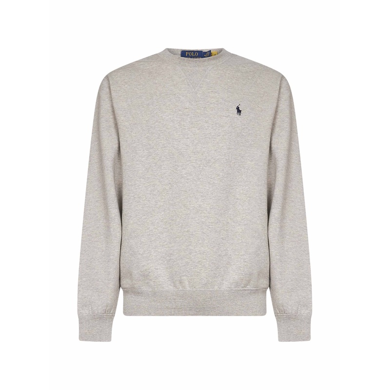 Grey cotton blend embroidered crewneck sweatshirt