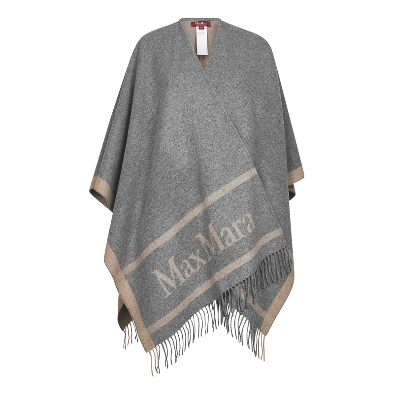 Grey jacquard wool HILDE poncho