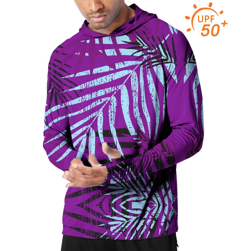 Men’s Outdoor purple leaf Golf Sun Protection Slim Fit hoodies