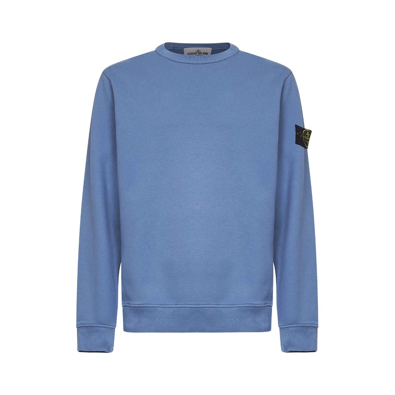 Steel blue brushed organic cotton crewneck sweatshirt
