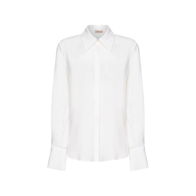 White silk blend Creta shirt|40|42|44|46