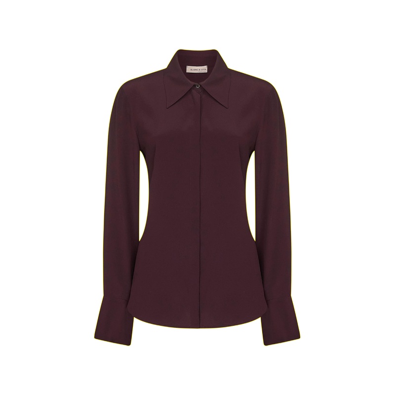 Burgundy silk blend Creta shirt