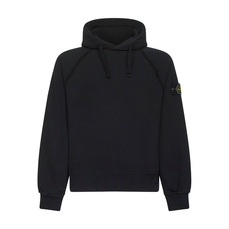 Black brushed organic cotton hoodie