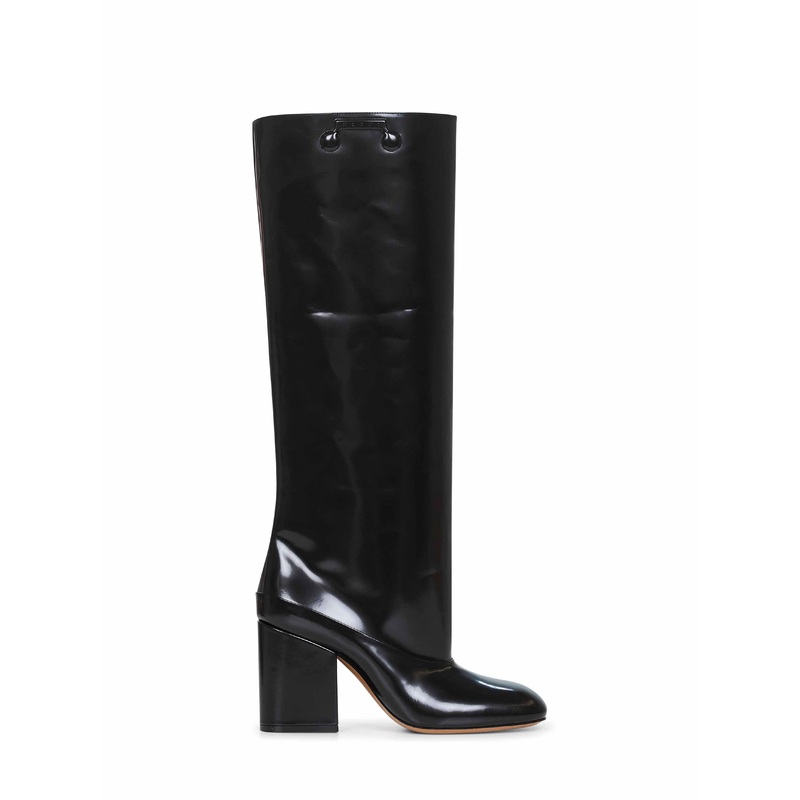 Black polished leather Trunkaroo knee-high boots