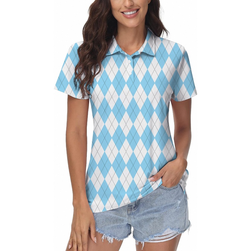 Women’s Blue diamond grid Argyle Golf Polo