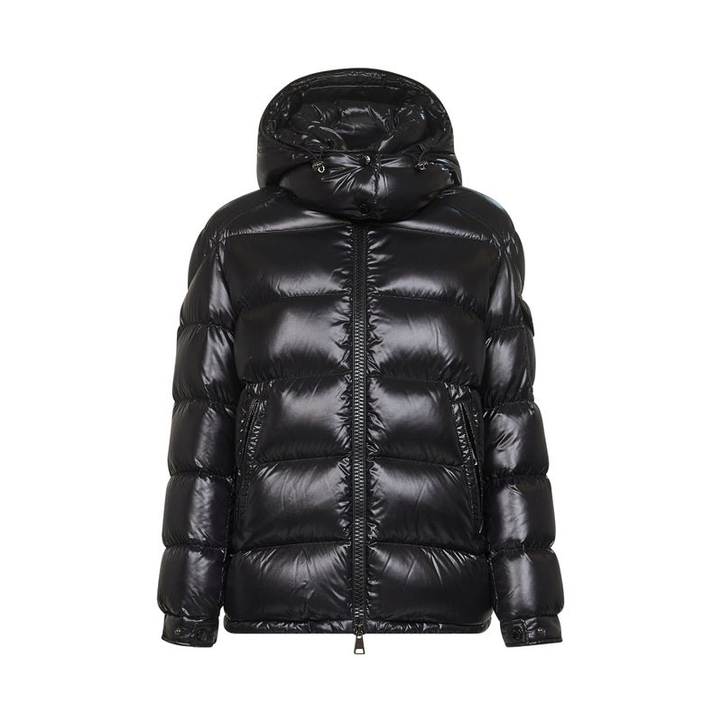 Black Maire hooded short down jacket