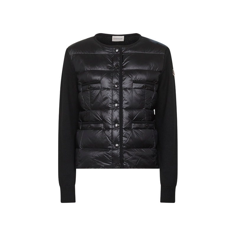 Black wool padded cardigan|XS|S|M|L