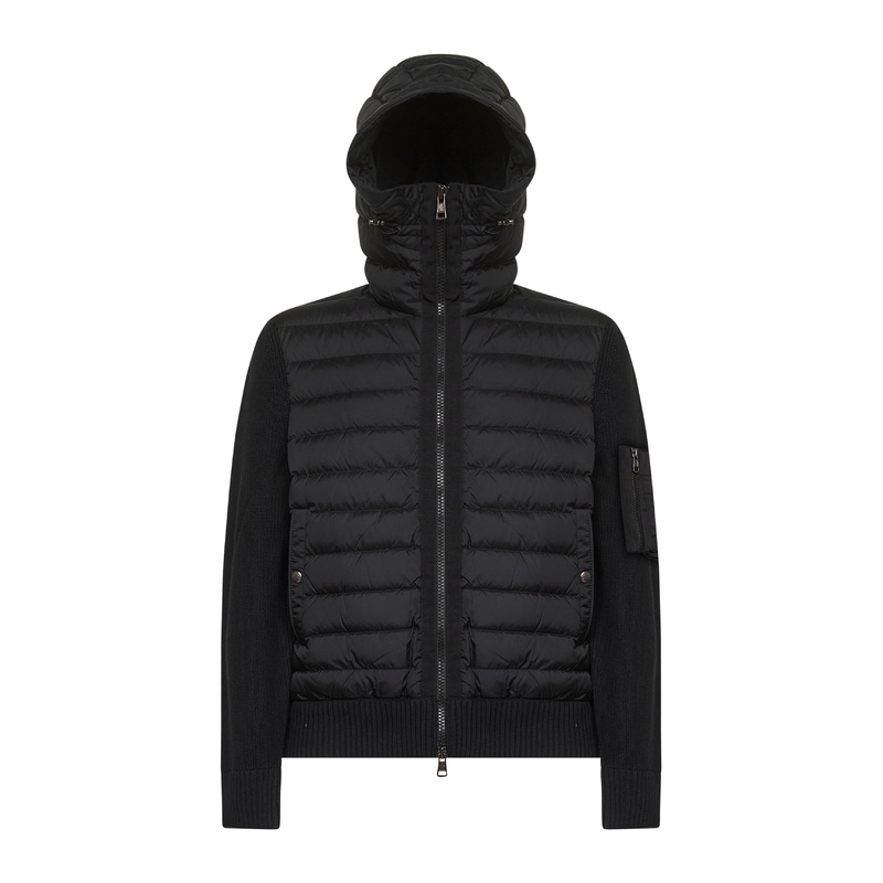 Black zip-up padded hooded cardigan