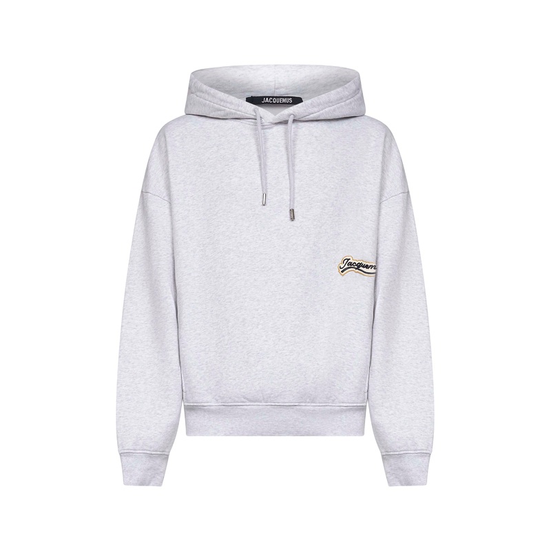 Grey Varsity embroidery hoodie
