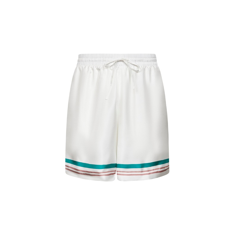White silk twill Casa Way shorts