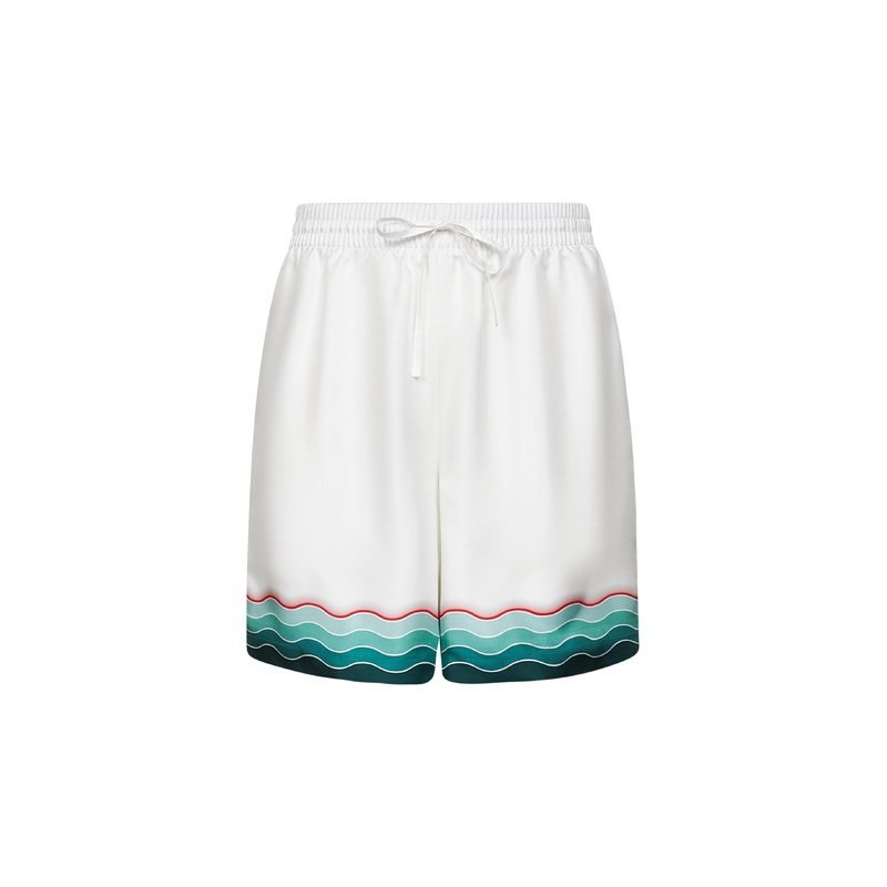 White silk twill Montagne Ondule shorts