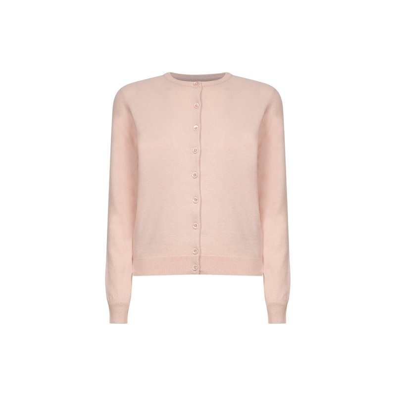 Pink virgin wool knit cardigan
