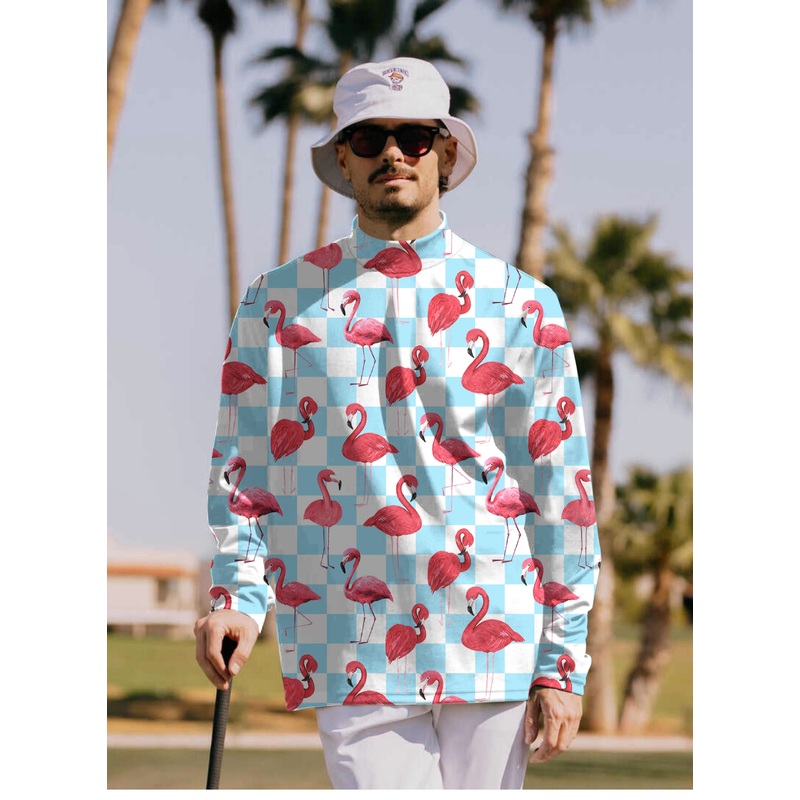 Men’s Flamingo Pullover High neck Long/Short sleeve T-Shirt