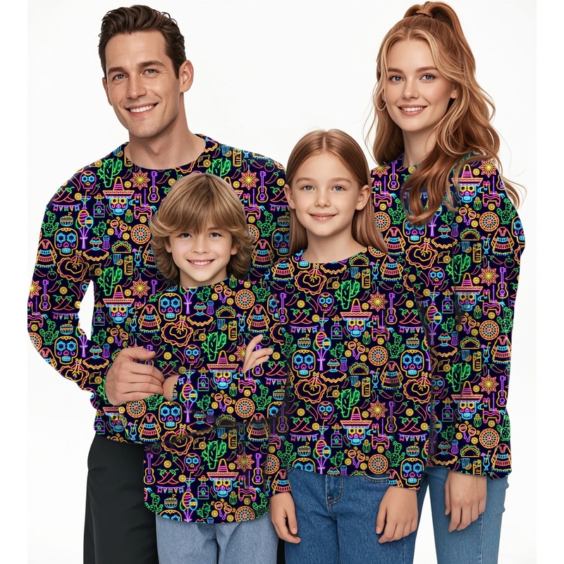 Neon Fiesta Crewneck Pullover Ugly Sweater Men Women boy girl family