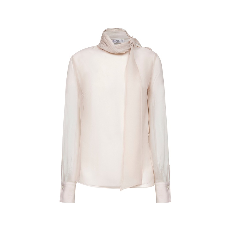 Beige Crispy silk monili blouse