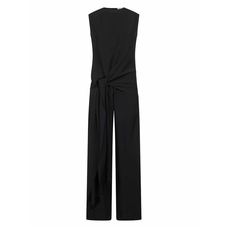 Black jersey jumpsuit with cut-out