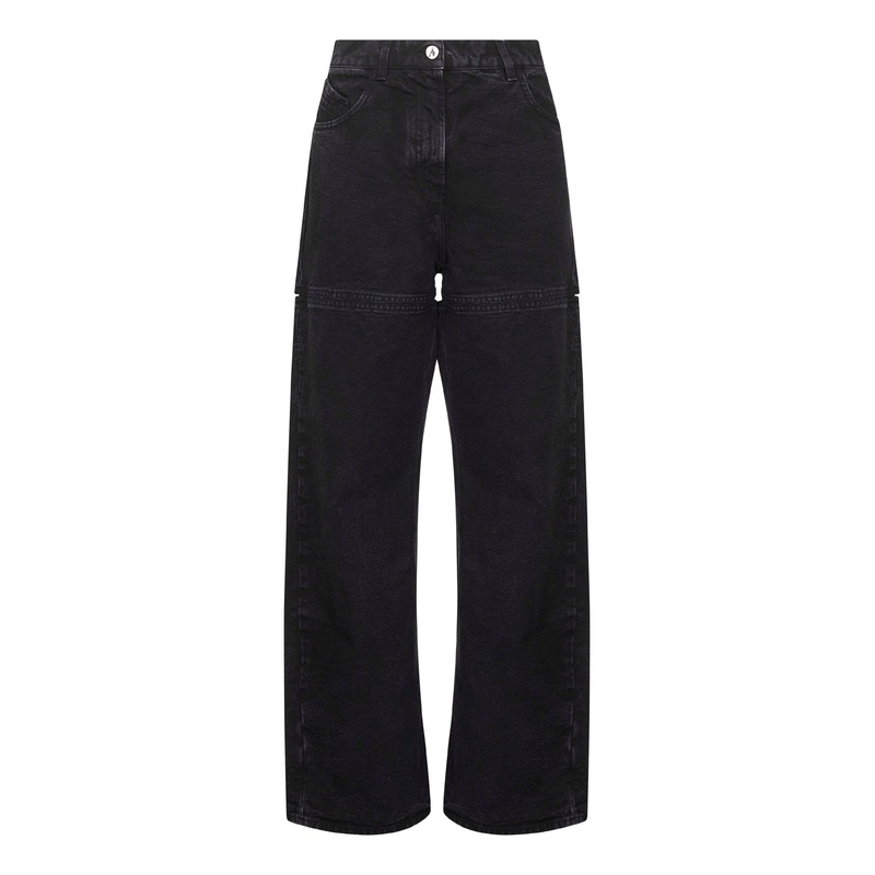 Black washed denim cut-out jeans