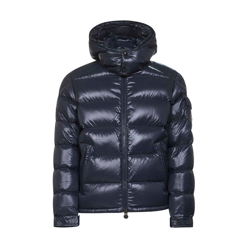 Blue Moncler Maya short hooded down jacket