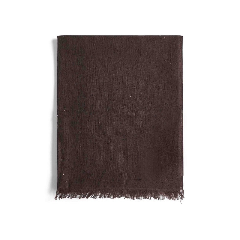 Brown Diamante cashmere and silk scarf