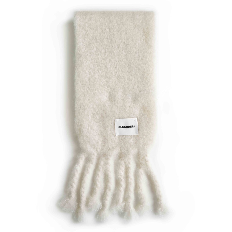 Ivory mohair and wool blend scarf