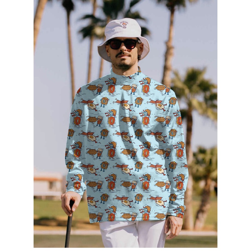 Men’s Breakfast Brawl Pullover High neck Long/Short sleeve T-Shirt