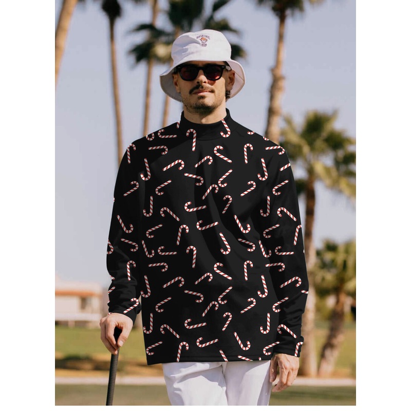 Men’s Candy Cane Pullover High neck Long/Short sleeve T-Shirt