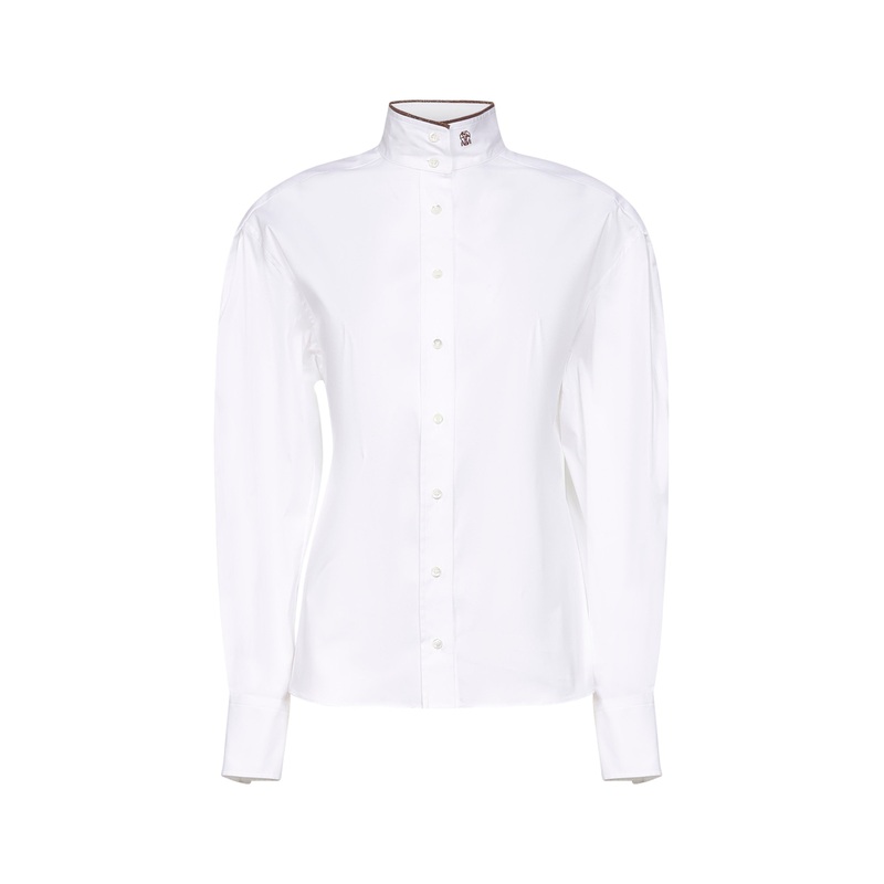 White Shiny Collar Detail shirt