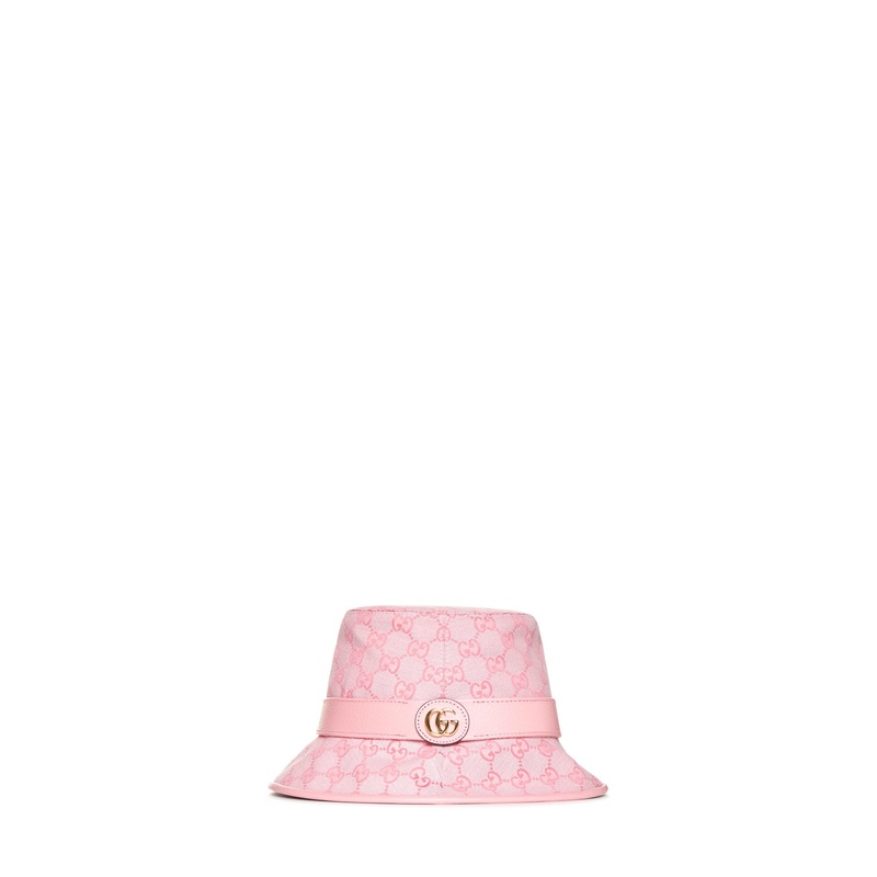 Pink GG Jacquard Cotton-Blend Canvas Hat