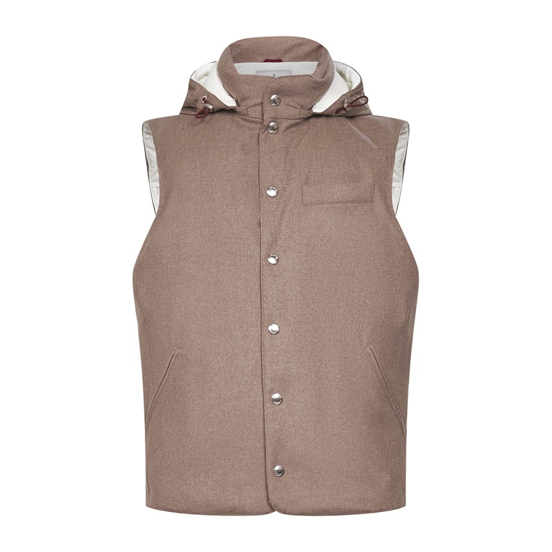 Clay wool padded hooded vest|L|M|S|XL|XXL