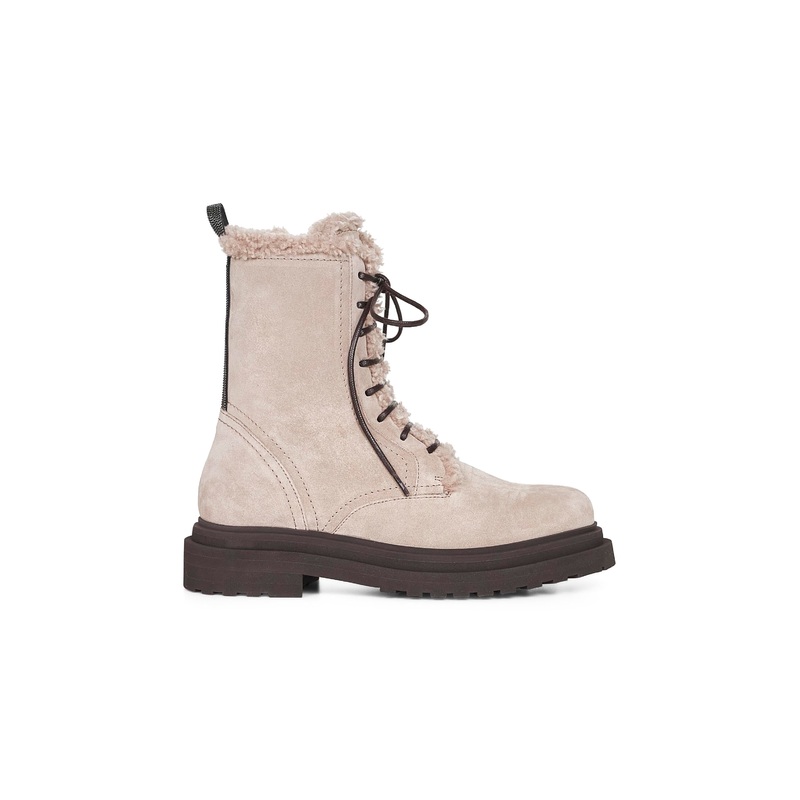 Grey suede Shiny Loop Detail boots