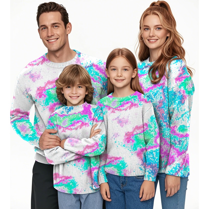 vintage fractal Crewneck Pullover Ugly Sweater Men Women boy girl family