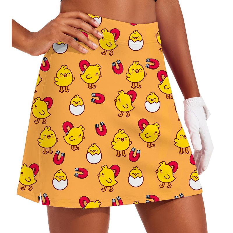Women’s Yellow chick Golf Skirts Inner Shorts Pocket