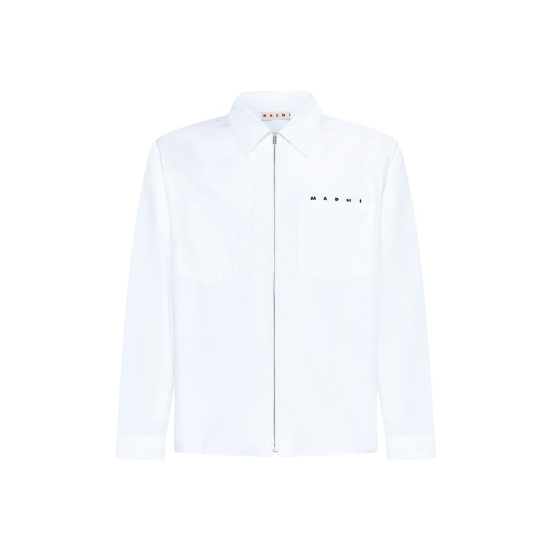 Zip-up cotton shirt|46|48|50