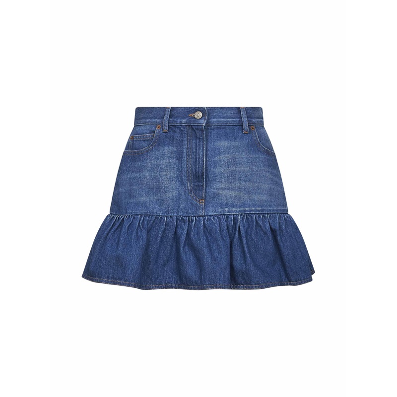 Blue denim mini skirt|40|42|44