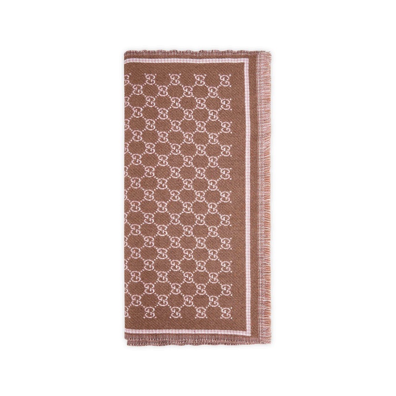 Brown GG wool blend scarf|PZ