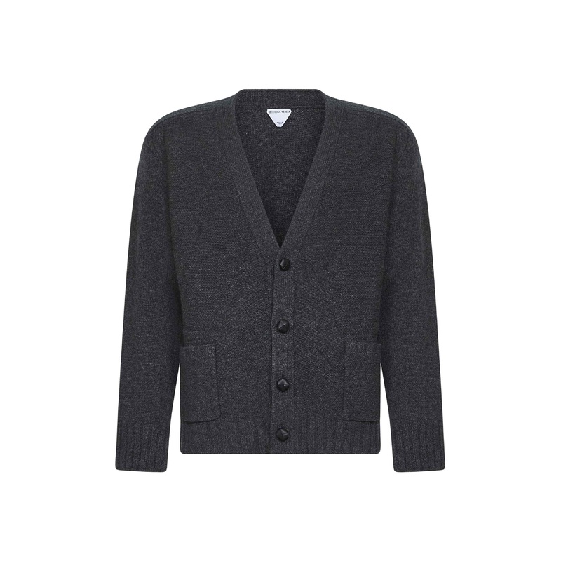 Grey fine merino wool cardigan
