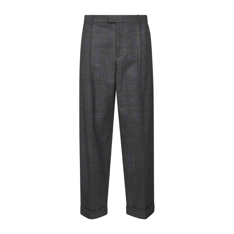 Grey Prince of Wales wool trousers